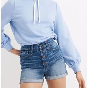 Madewell High Rise Denim Shorts, Button Fly, Cut-off, Size 25